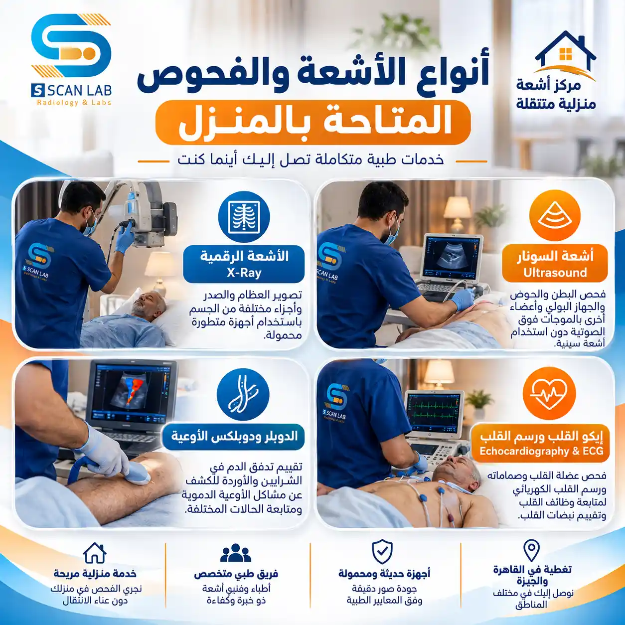 أنواع الفحوص التي يقدمها مركز أشعة منزلية متنقلة من إس سكان